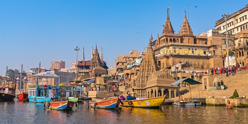 Experience spirituality in the serene ghats and temples of Varanasi, Uttar Pradesh.