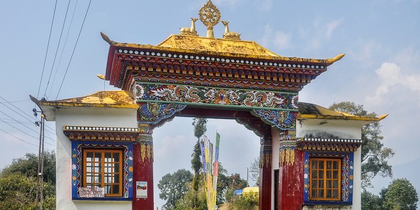 A Monastery entrance gate, Sikkim - explore Pemayangtse Monastery in summer.