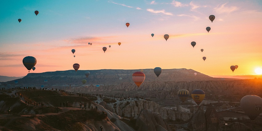 Go on a hot air balloon ride in Turkey, a top place to visit in the world in March