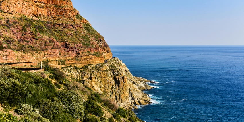 A scenic mountain cliff in South Africa, one of the best places to go in February