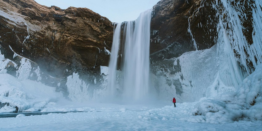 View the snowfield in Iceland and enjoy the dramatic landscapes and chilly environment