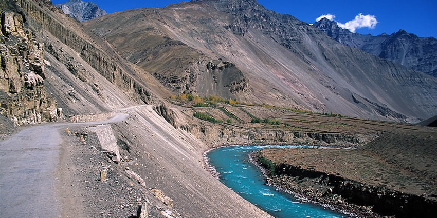 View of the blue azure lakes in Spiti Valley, one of the places to visit in January in India