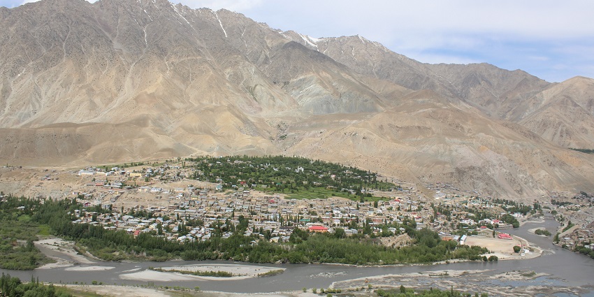 Aerial View of Kargil which was the battleground of India-Pakistan Kargil War in 1999.