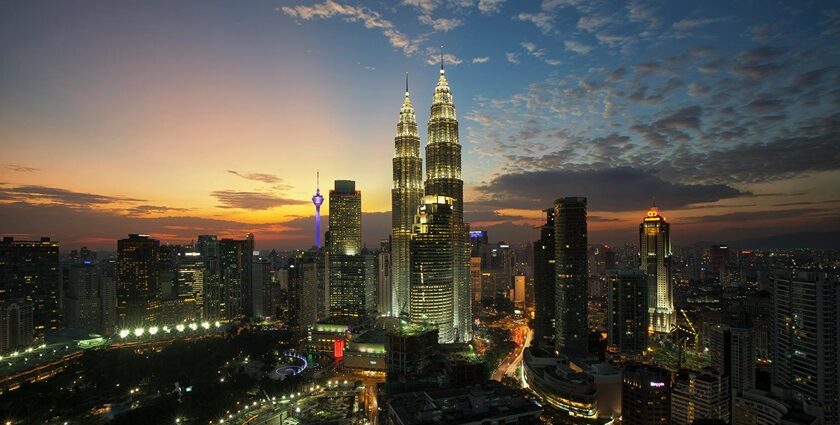 Bird’s eye view of Malaysia, showcasing the city's skyline and surrounding natural beauty.