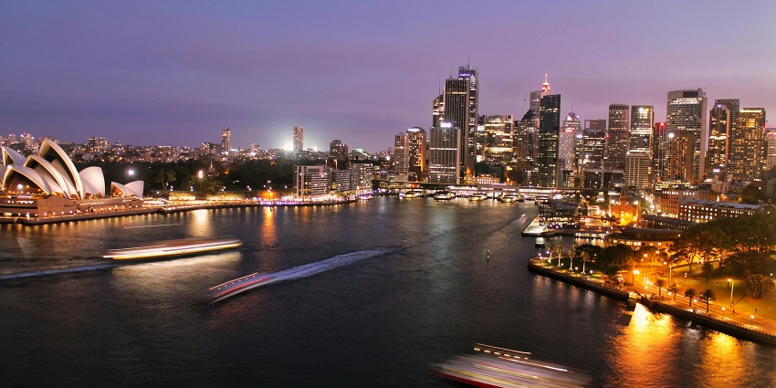 An aerial view of the city skyline of Sydney, a destination to visit in February