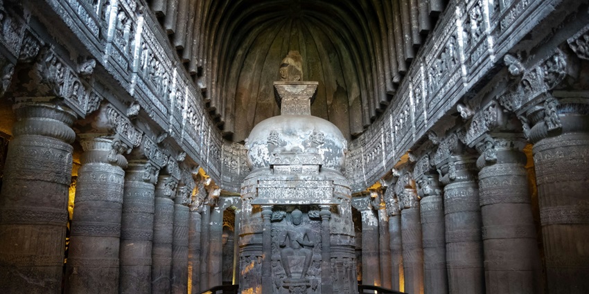 Picture of Grand Stupa that is situated in Ajanta Caves