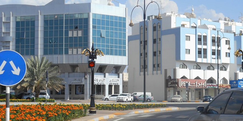 A street in Al Ain’s city centre that is filled with widespread greenery and hot springs