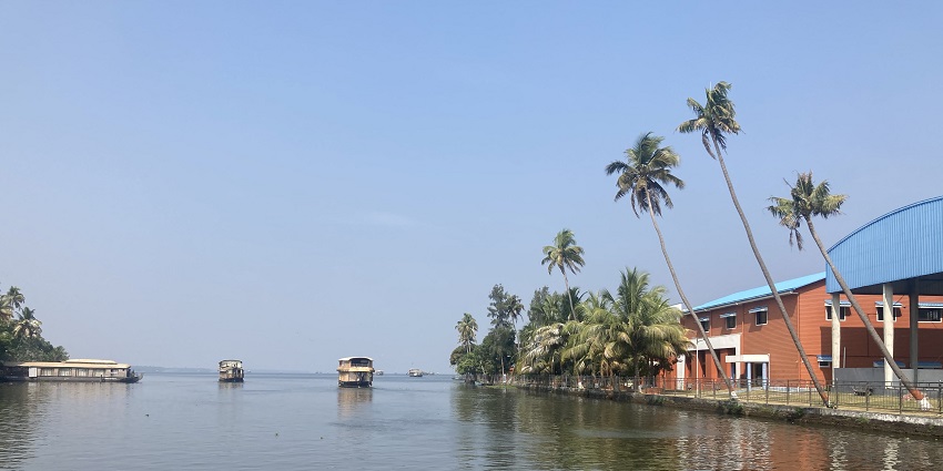 Scenic Snap of Backwaters and Ocean Appleppey best places for scuba diving in Kerala.