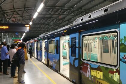 Kochi metro at Aluva metro station - go to the one of the best places to visit in Aluva