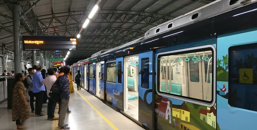 Kochi metro at Aluva metro station - go to the one of the best places to visit in Aluva