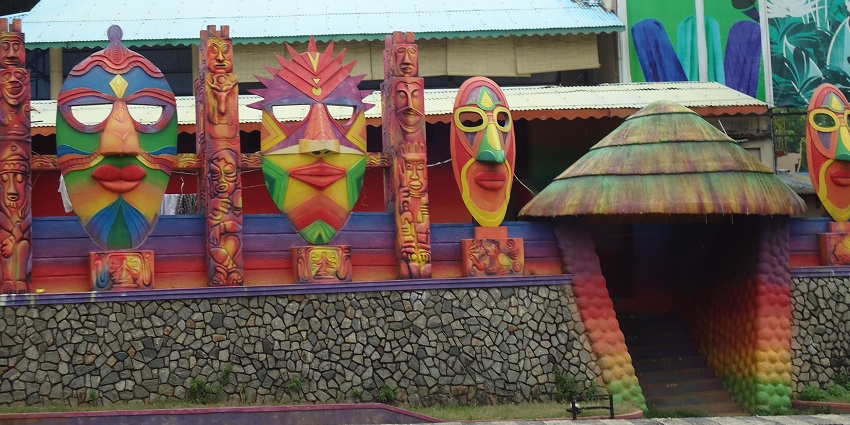 The wall of an amusement park