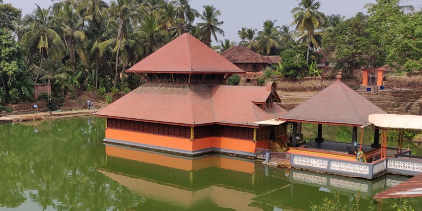 A unique temple surrounded by a serene lake in Kerala - best places to visit in Bekal