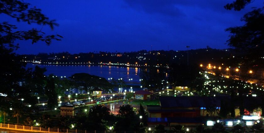 A view of an Andaman locality at night