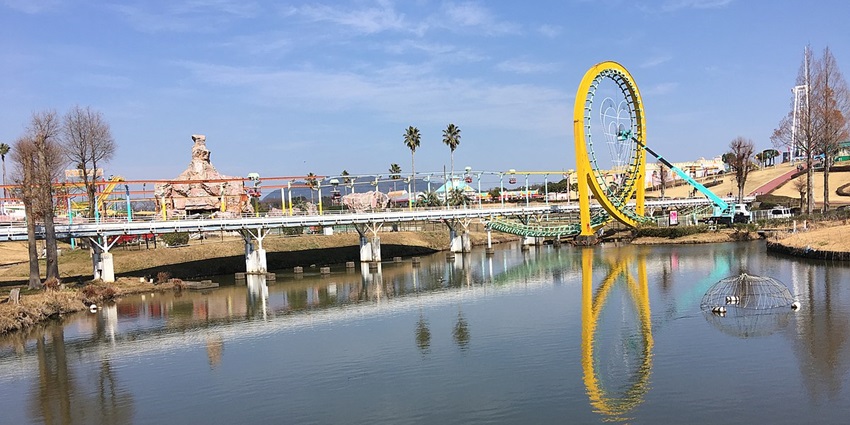 Wild angle shot of the Giant wheel somewhere in a Theme park in Dubai, UAE