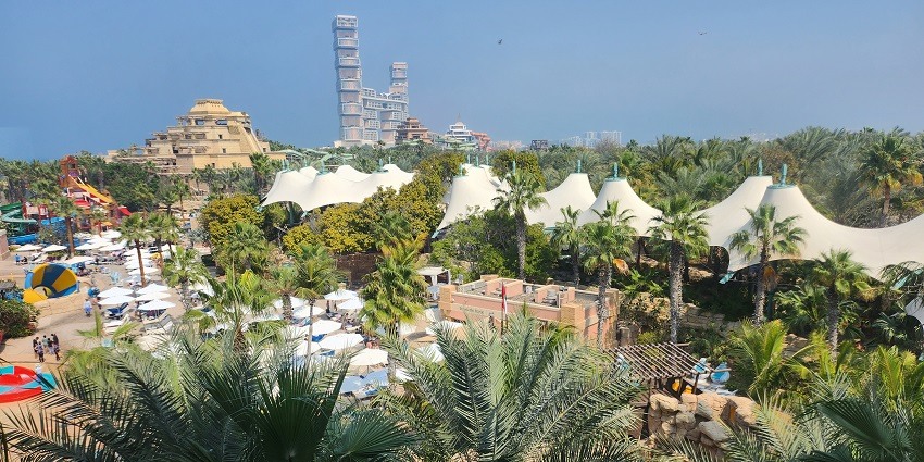 Beautiful Aeria shot od Aquavanture waterpark of Dubai -Adventure parks in Dubai
