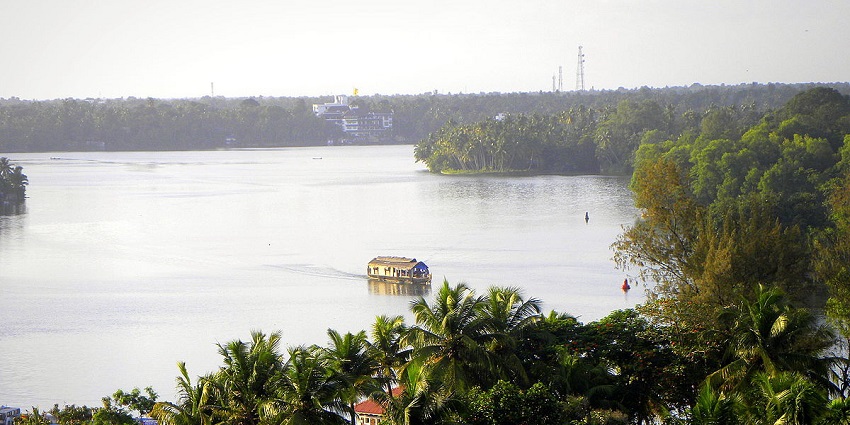 Amidst the green trees enjoy the scenic enchanting view of the idyllic Ashtamudi lake