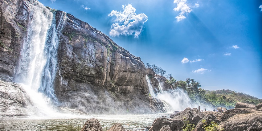 Immerse yourself in the serene vibes of Athirapally Waterfalls, Thrissur district, Kerala.