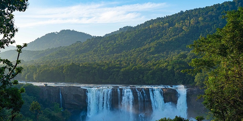 Flowing powerfully amidst lush greenery waterfall - one of the best waterfalls in India