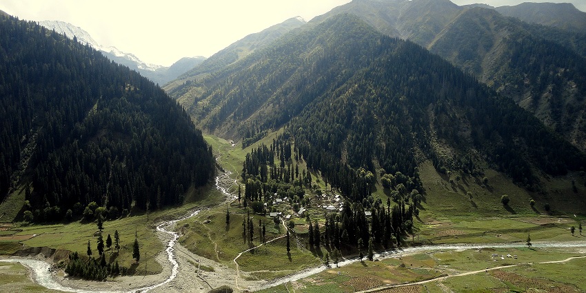View of the last village of Kashmir near Baltal Valley from where Amarnath Yatra starts.