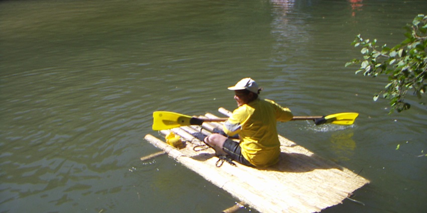 Indulge in the bamboo rafting, one of the exciting things to do in Periyar Tiger Reserve.