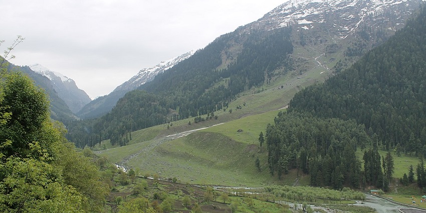 A scenic view of the Betaab Valley that is one of the top places to visit in Pahalgam