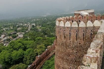 Bhimgarh Fort in Reasi, a historic fort perched on a hill with panoramic views.