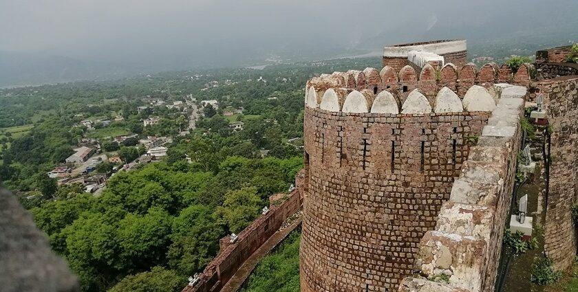 Bhimgarh Fort in Reasi, a historic fort perched on a hill with panoramic views.