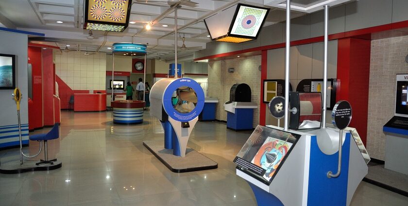 The inside view of Birla Museum, Kolkata showcasing the Popular Science Gallery.