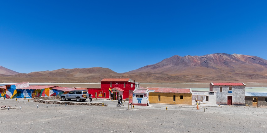 A picture showing the scenic desert in Bolivia with views of mountains in the background