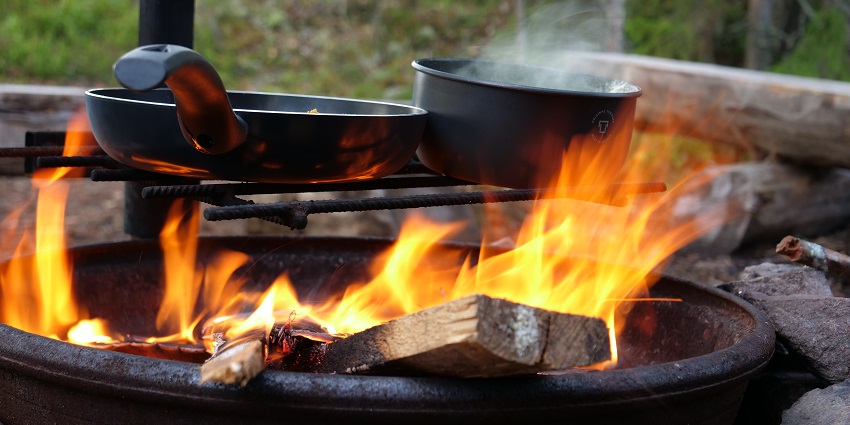 Snapshots of burning fire and the woods - Tent camping in Vagamon, Kerala