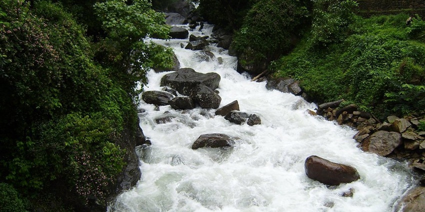 Beautiful waterfalls flowing in the lush jungle of Pathanamthitta Waterfalls in Kerala