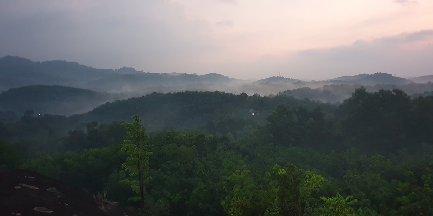 Aerial view of beautiful hills of Kerala - Chellarkovil Waterfalls in Kerala