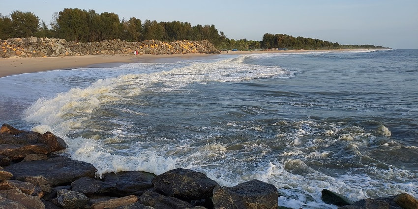View of rocks lying on the seashore