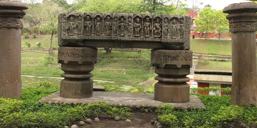 Snap of the stone pillars at the Chitralekha Udyan best place to visit in Tezpur