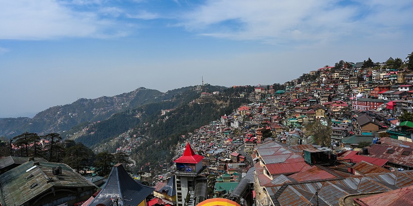 Aerial view of city of Shimla, one of the most prominent places to visit in Himachal in november