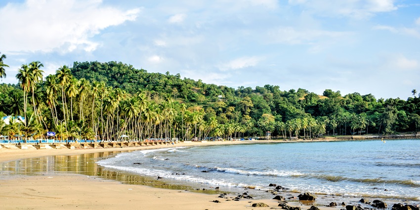 Scenic evening view from Corbyn’s Cove Beach in Andaman and Nicobar Island