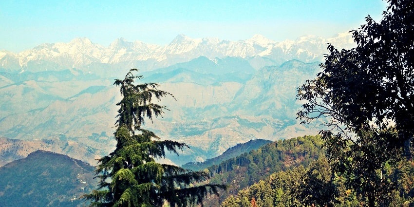 A distant view of the Himalayan Range from somewhere in HImachal