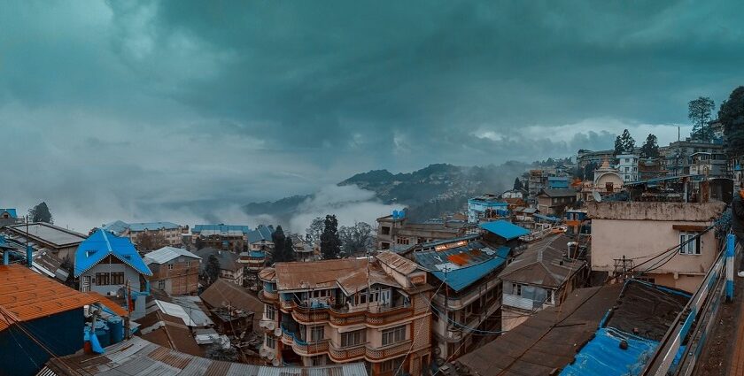 Picturesque view of Darjeeling from the road - best places to visit near Darjeeling