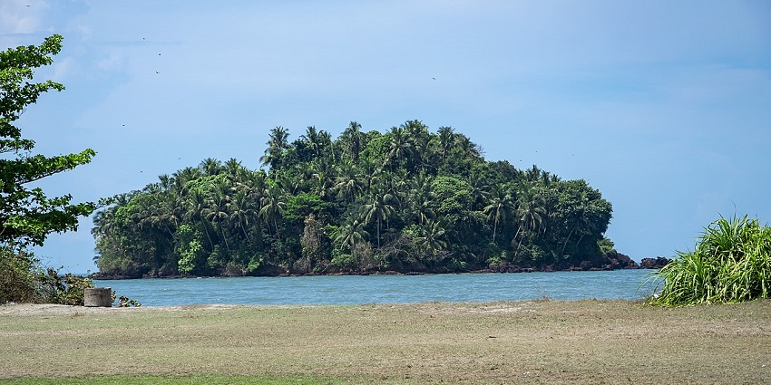 A small island found in the sea at Dharmadam in Kannur district