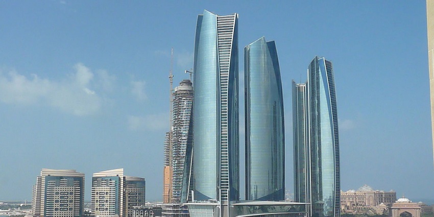 A view of the Etihad Towers in Abu Dhabi, one of the top places to visit near Dubai