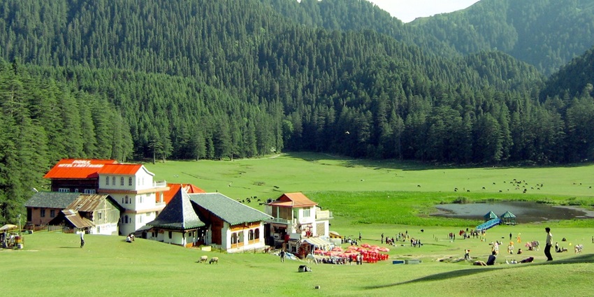 Lush green meadows of Khajjiar, also known as the mini switzerland of India for its beauty