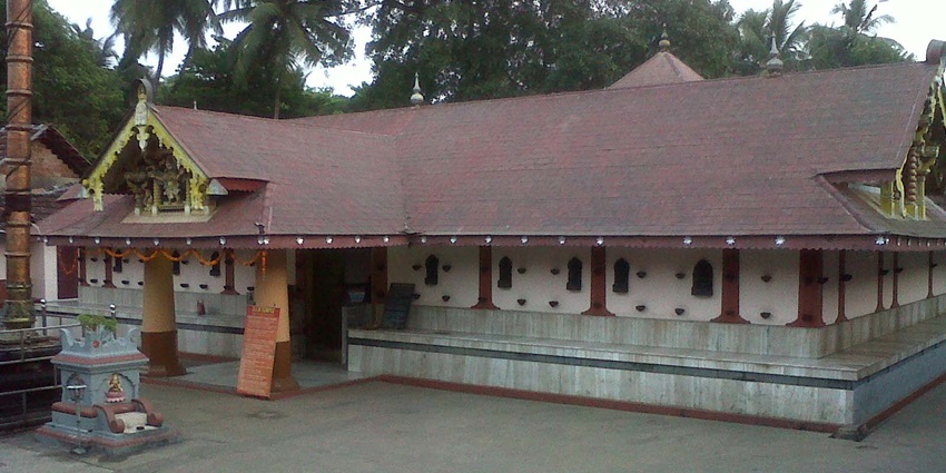 Scenic image of the panoramic temple in the tropical land of Thalassery, Kerala