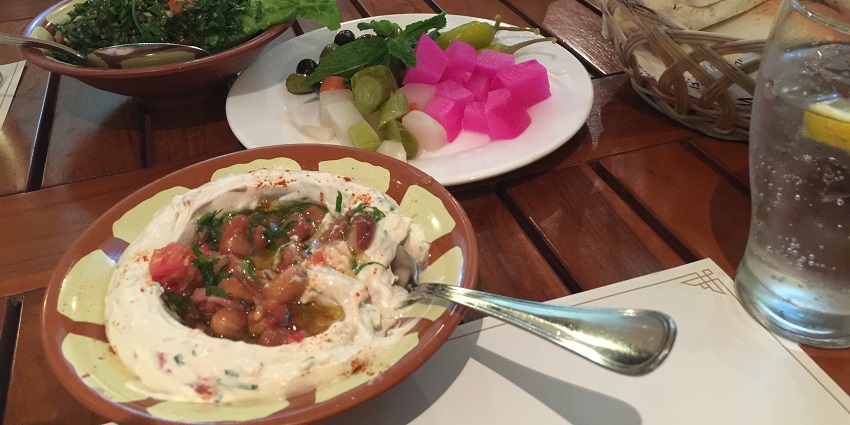 Picture of delicious Lebanese food in the food court at the Atlantis Water Park, Dubai