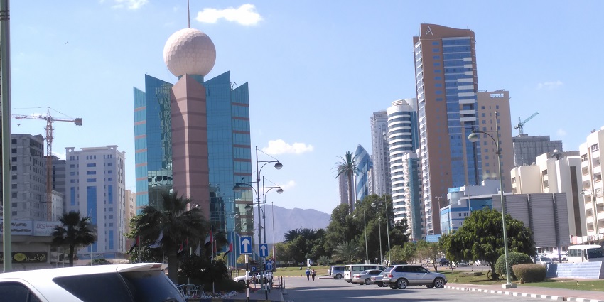 The historic buildings of Fujairah City are a scenic sight to behold near Dubai
