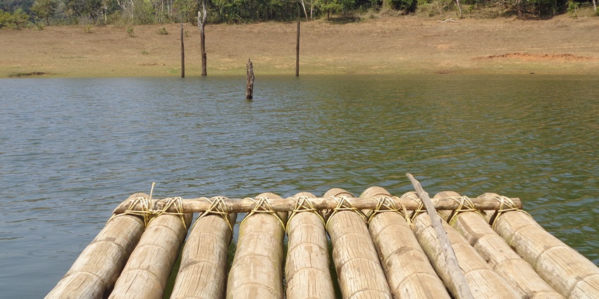 Enjoying bamboo rafting at Periyar Wildlife Sanctuary is an exciting experience.