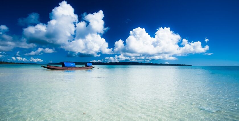 An enchanting view of Havelock Island with soft sand beaches and crystal clear waters.