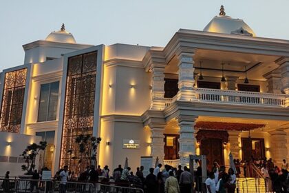 Devotees offering prayers at the peaceful Hindu Temple, one of the temples in Dubai.