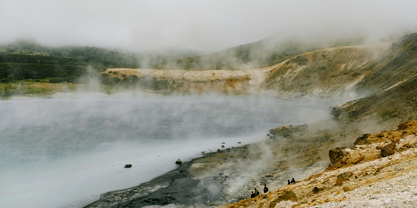 Steam and Fog Over Hot Spring in Jakrem - one of the best places to visit in Mawsynram.