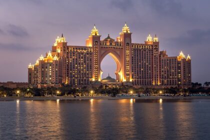 Picture of a marvellous hotel in Dubai during the evening time