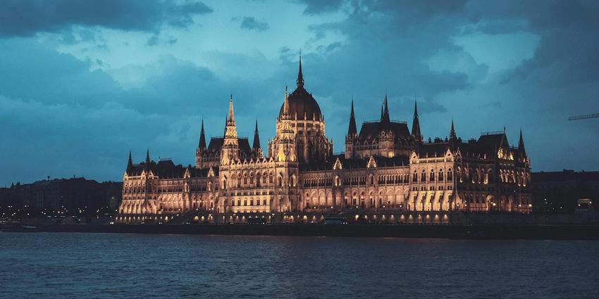 A mesmerising night view of a tourist spot with warm lighting in Budapest, Hungary